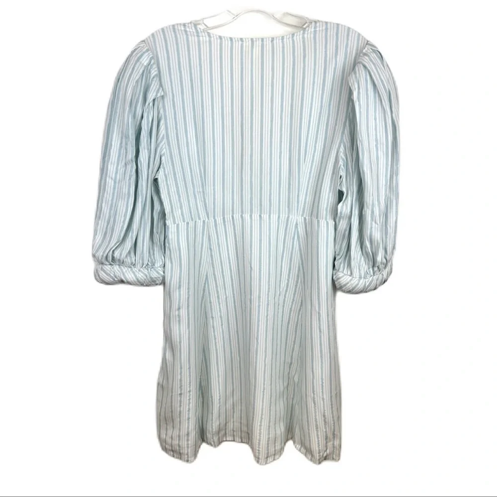 NWT For Love and Lemons Leslie Mini Dress Light Blue Size XS Metallic Stripe - Picture 4 of 10